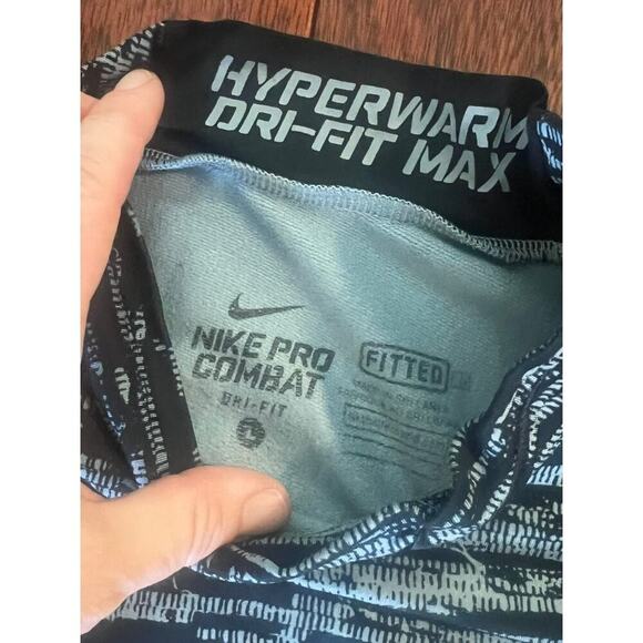 Nike Hyperwarm Pro Combat Dri Fit Long sleeve fitted top gray and black winter - Picture 3 of 9